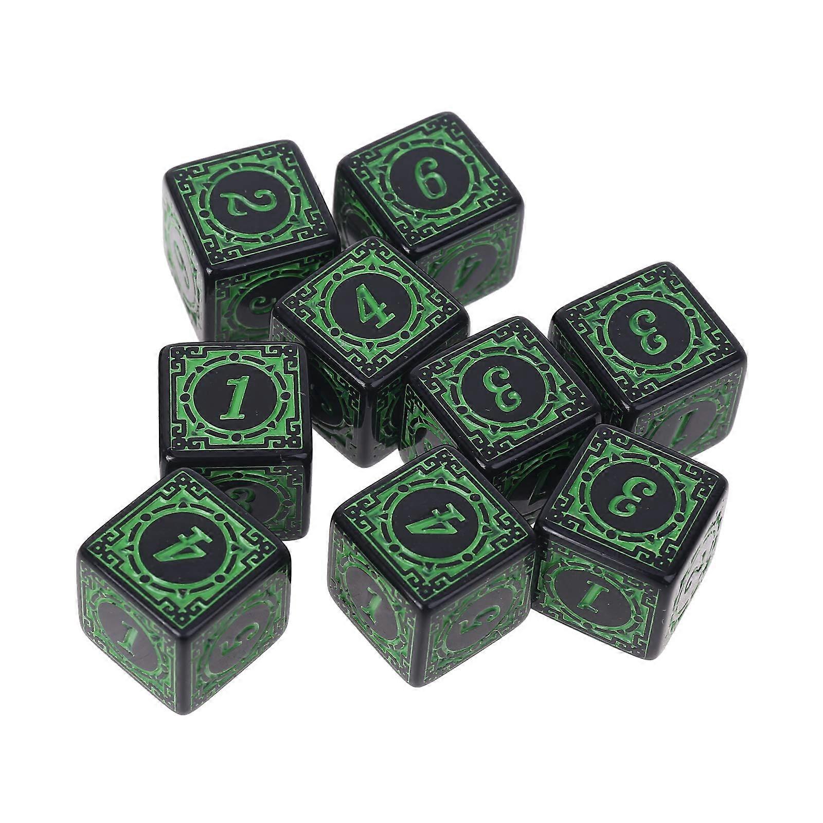 10 Unique Acrylic Polyhedral Dice Square Roll RolePlaying Dice 6Sided Tabletop Game Dice Smooth Surface Dice Set Bone Green