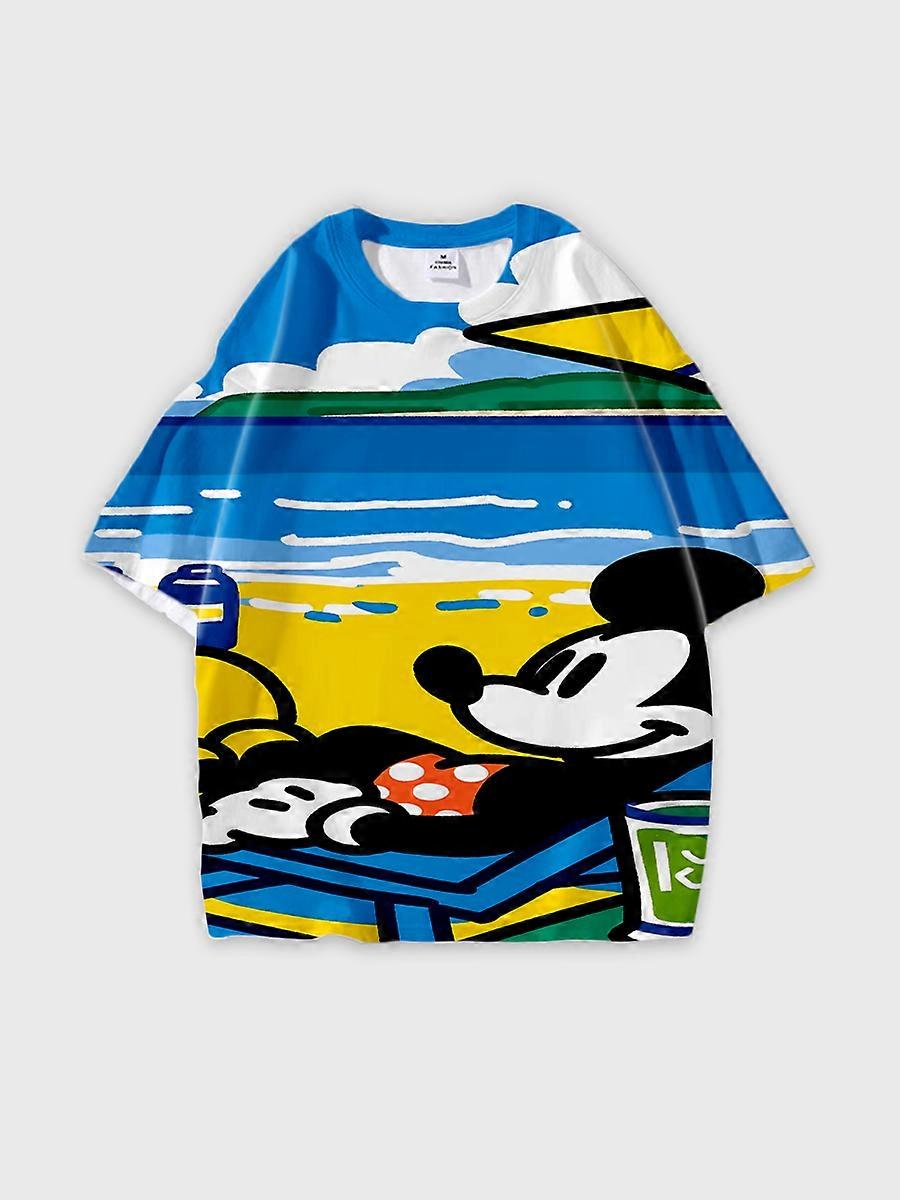 T-shirt round neck Cartoon Pattern loose short sleeve D1673