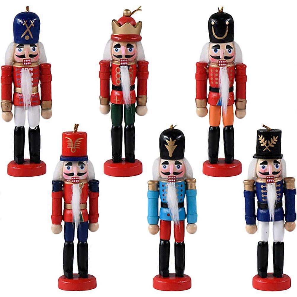 Mini Nutcracker Figures Set Walnut Soldier Christmas Decorations with Stable Base, Hanging Ornaments for Tree and Home, Creative Holiday Decor for