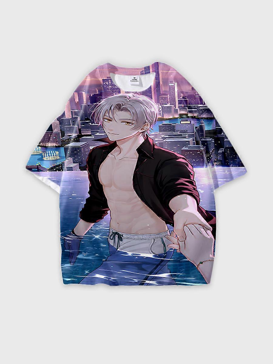 T-shirt round neck Role Pattern loose short sleeve E3305