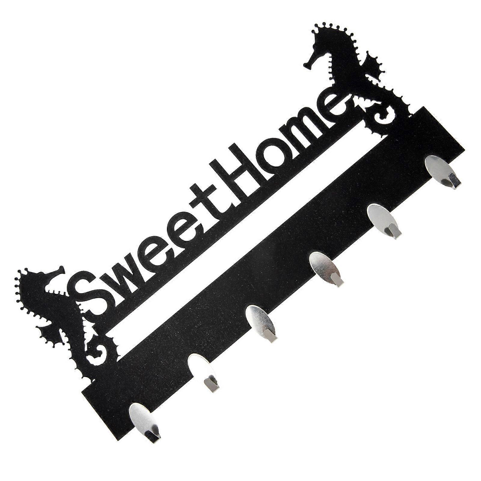Multi-Purpose Black Wall Storage Hooks For Home Supplies Featuring Punch Free Installation Suitable For Kitchen And Bathroom 6 Hooks
