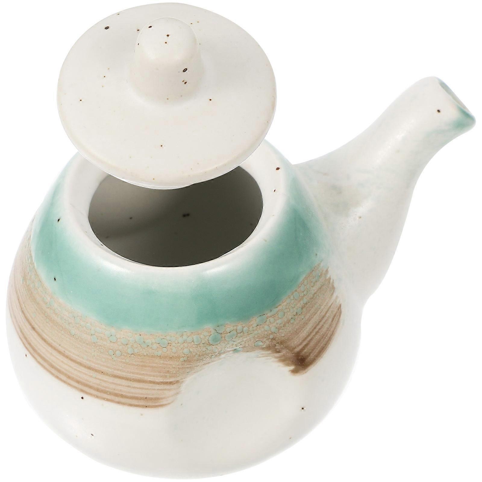 Ceramic Multi-Function Soy Sauce Dispenser Light Green Sticky-Free Hands for Home Use