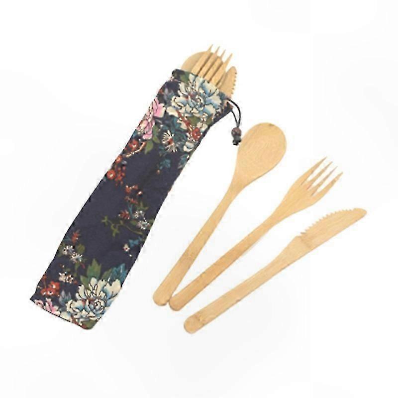 Bamboo Cutlery Set - Portable Reusable Travel Utensils with Knife, Fork, Spoon, Chopsticks (4/7 Pieces)