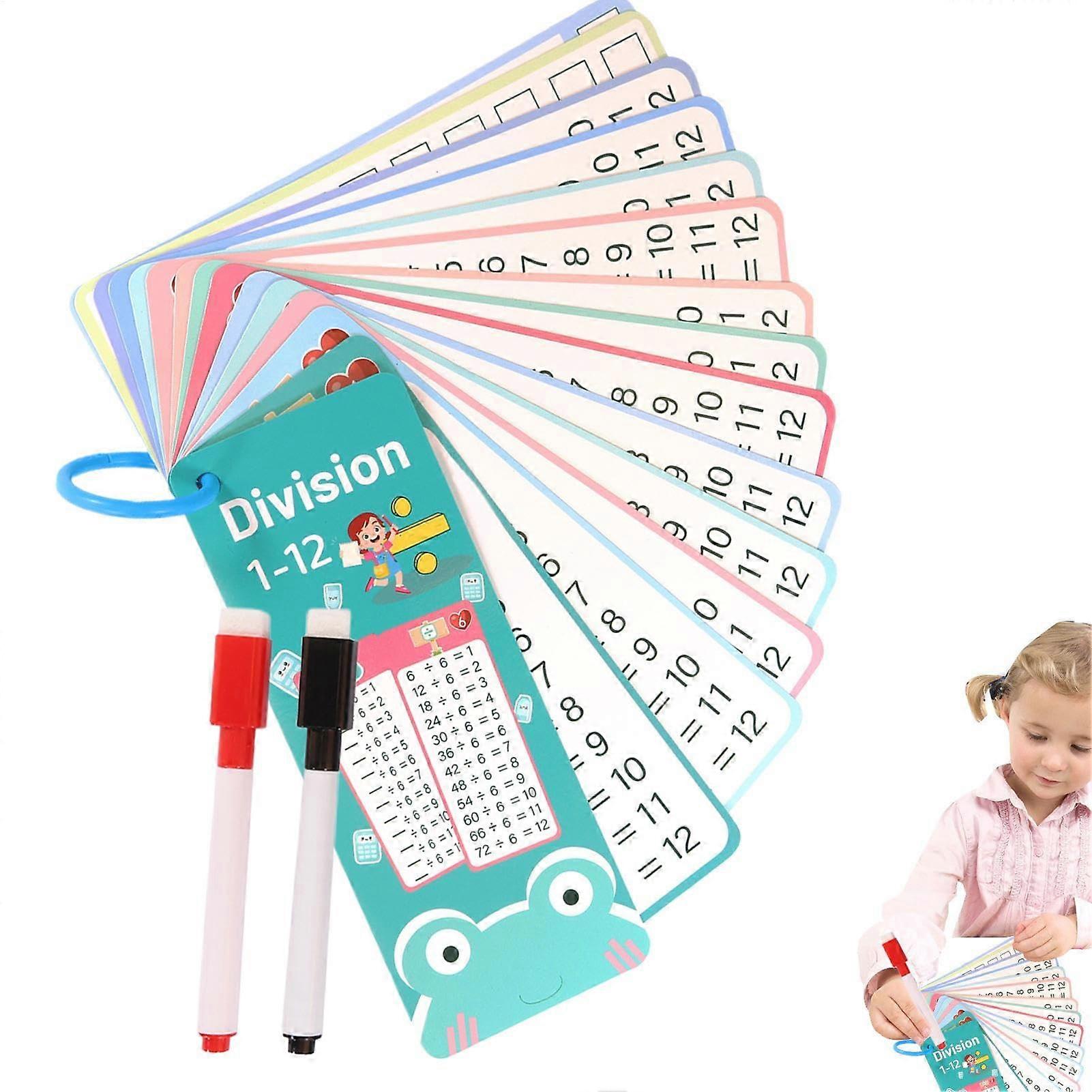 Math Cards, Addition Subtraction Multiplication Division, Double Sided Dry Erase Flash Cards, Educational Set