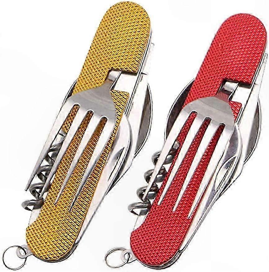 Set di posate staccabili in acciaio inossidabile 6 in 1 per campeggio, viaggi e uso all'aperto