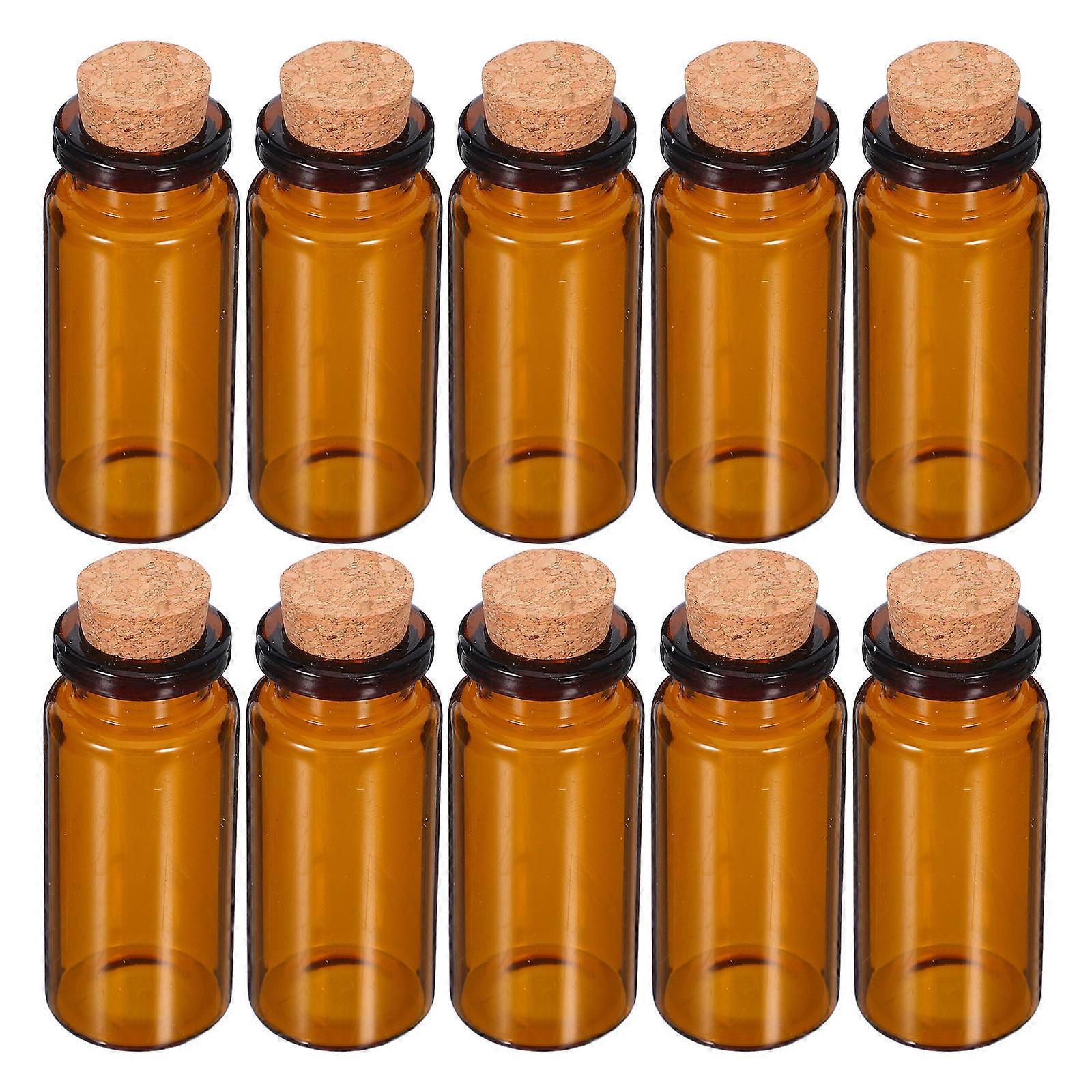 24pcs Amber Glass Bottles with Cork Lids Leakproof & Airtight Storage for Essential Oils, DIY Potions, Herbs, and Crafts