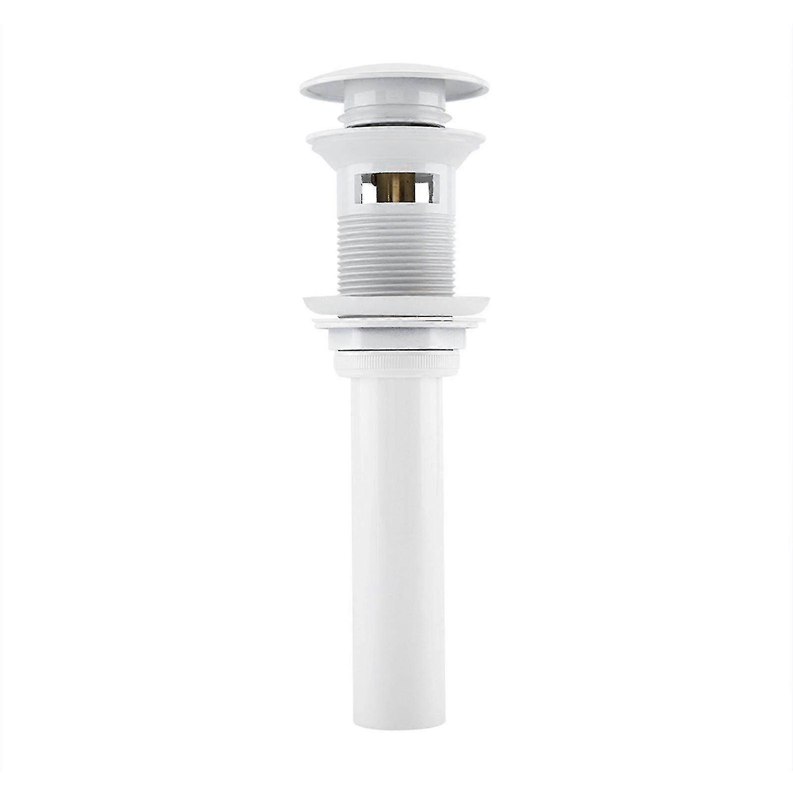 White Coating Brass Pop-Up Drain Stopper for Kitchen & Bathroom Basin Sink - Overflow Hole Designed for Easy Drainage