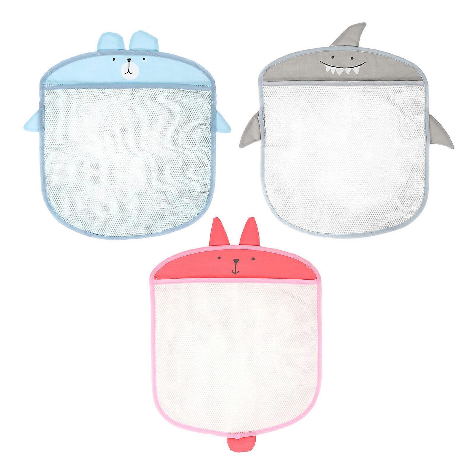 Clear Zippered Storage Bags 3Set Suction Cup Mesh Design Ideal For Bathroom Use High Capacity And Organized Storage