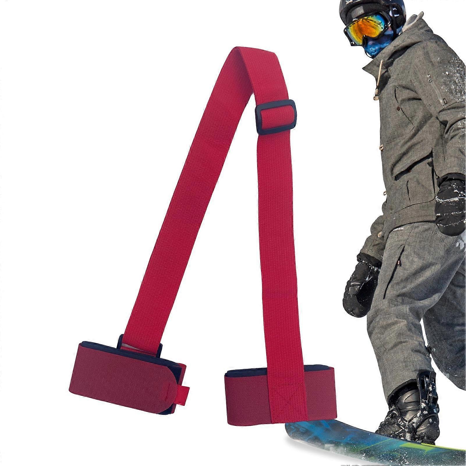 Ski Carry Strap, Adjustable Nylon Shoulder Strap for Skis Snowboards Red