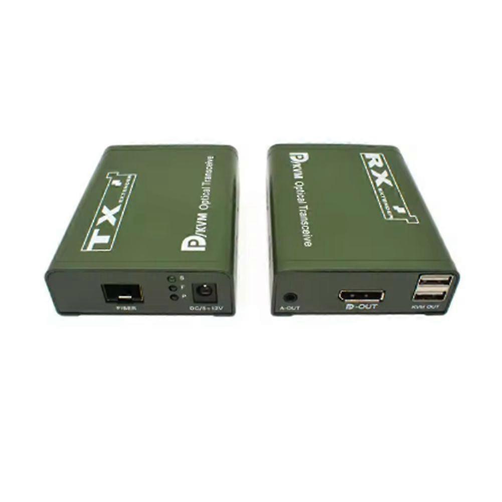 20km DP Fiber KVM Extender Transceiver over LC Fiber Optical Cable USB KVM DP Video Transmitter and Receiver EU PLUG