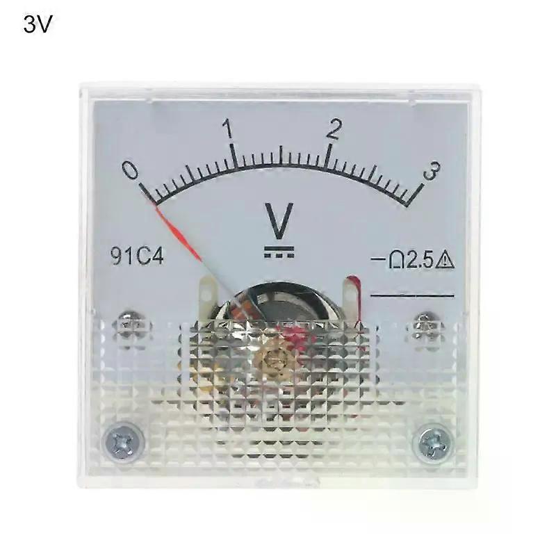91C4 DC Voltmeter Panel Analog Mechanical Voltage Meter With 3/5/10/15/20/30/50/100/150/250V Indicator