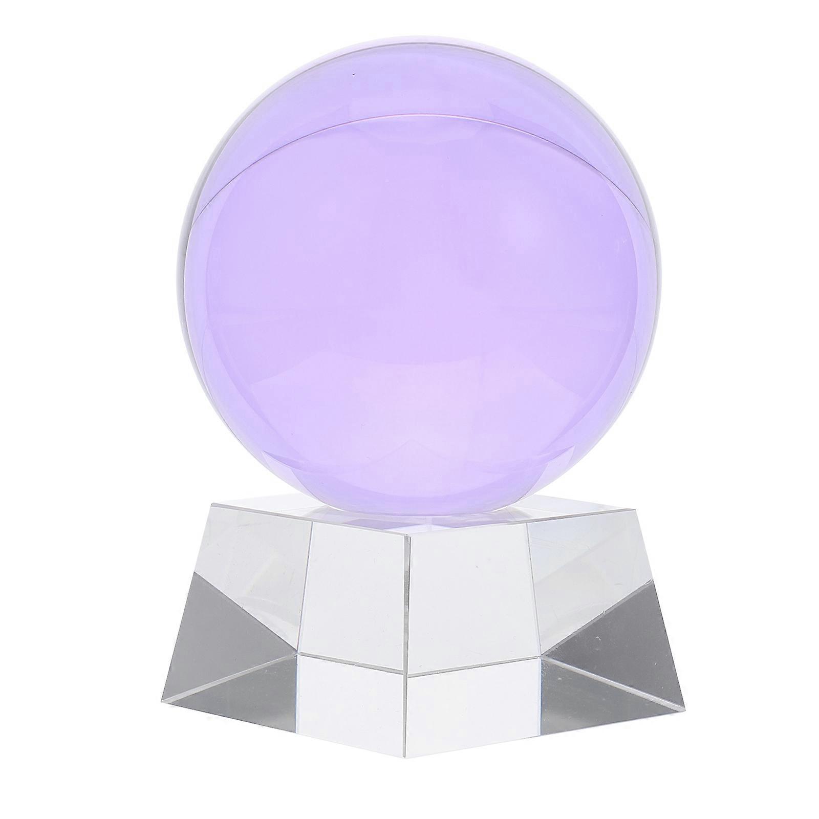 Elegant Purple Crystal Ball Ornament with Transparent Base and Holder – Decorative Sphere for Home, Office, Wedding Display – Stylish Gift in Red Box