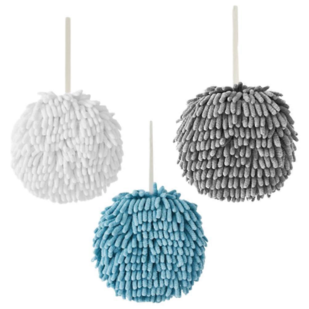 Absorbent Hand Towel Balls 3Pcs With Hanging Loop For Home Users Fuzzy Ball Style