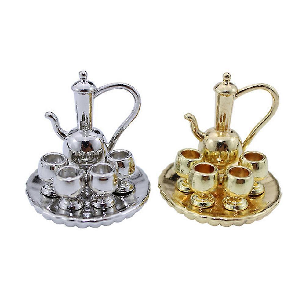 Tea Set Ornament for Decoration Made of Alloy Durable and Sturdy 1pc