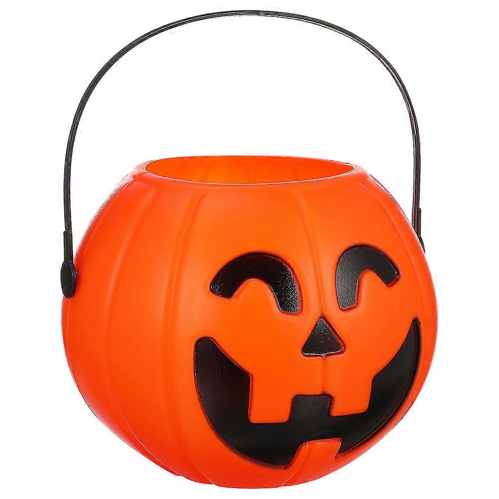 3pcs Lightweight Plastic Pumpkin Buckets with Handles for Trick Treating – Sturdy Halloween Candy Pails for Portable Party Decorations