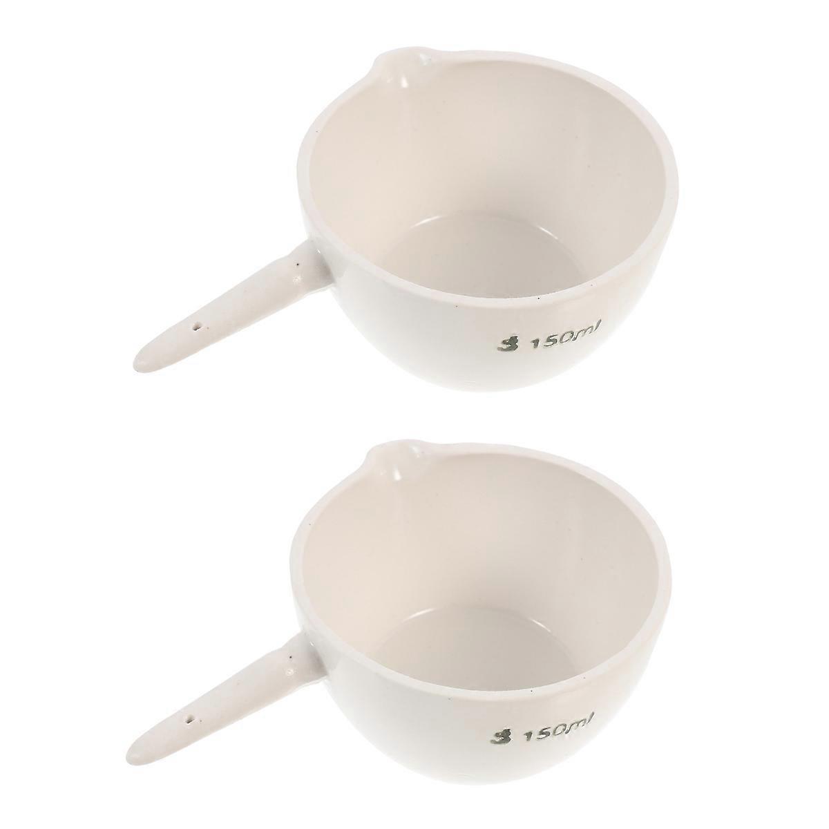 2pcs Round Evaporating Basin With Handle Mixing Dish For Laboratory Use Heat Resistant And For Concentration