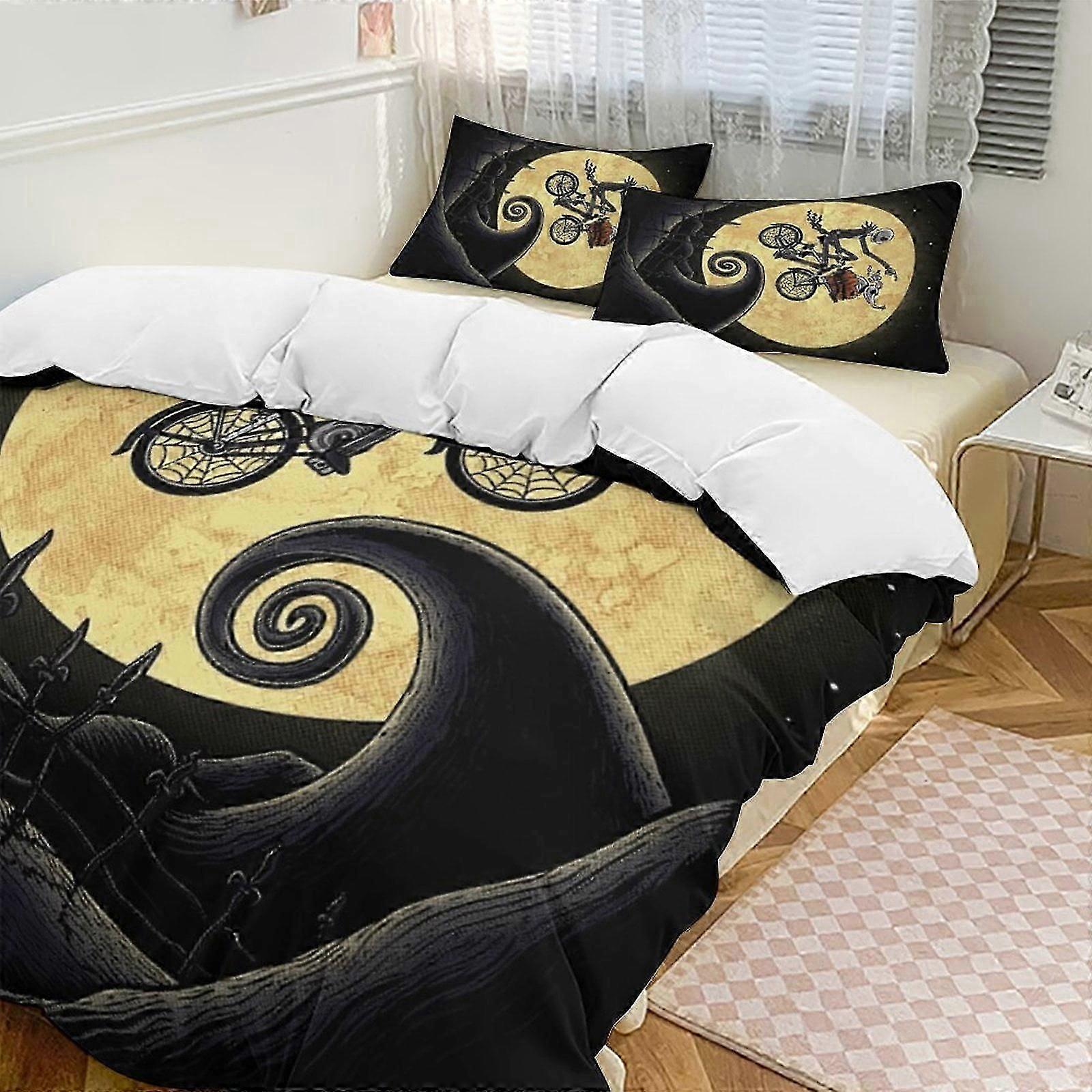 v7157 Bed Sheets Bedding Bike The Nightmare Before Christmas Comforter Set Soft 3 Pcs Twin Bedding Sets Thicken for All Season, 1 Comforter 2 Pillow