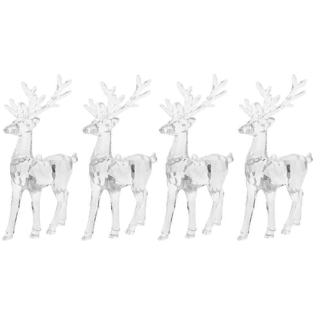Deer Table Ornament 4Pcs Acrylic Christmas Reindeer Decoration Holiday Party Desktop Decor Transparent