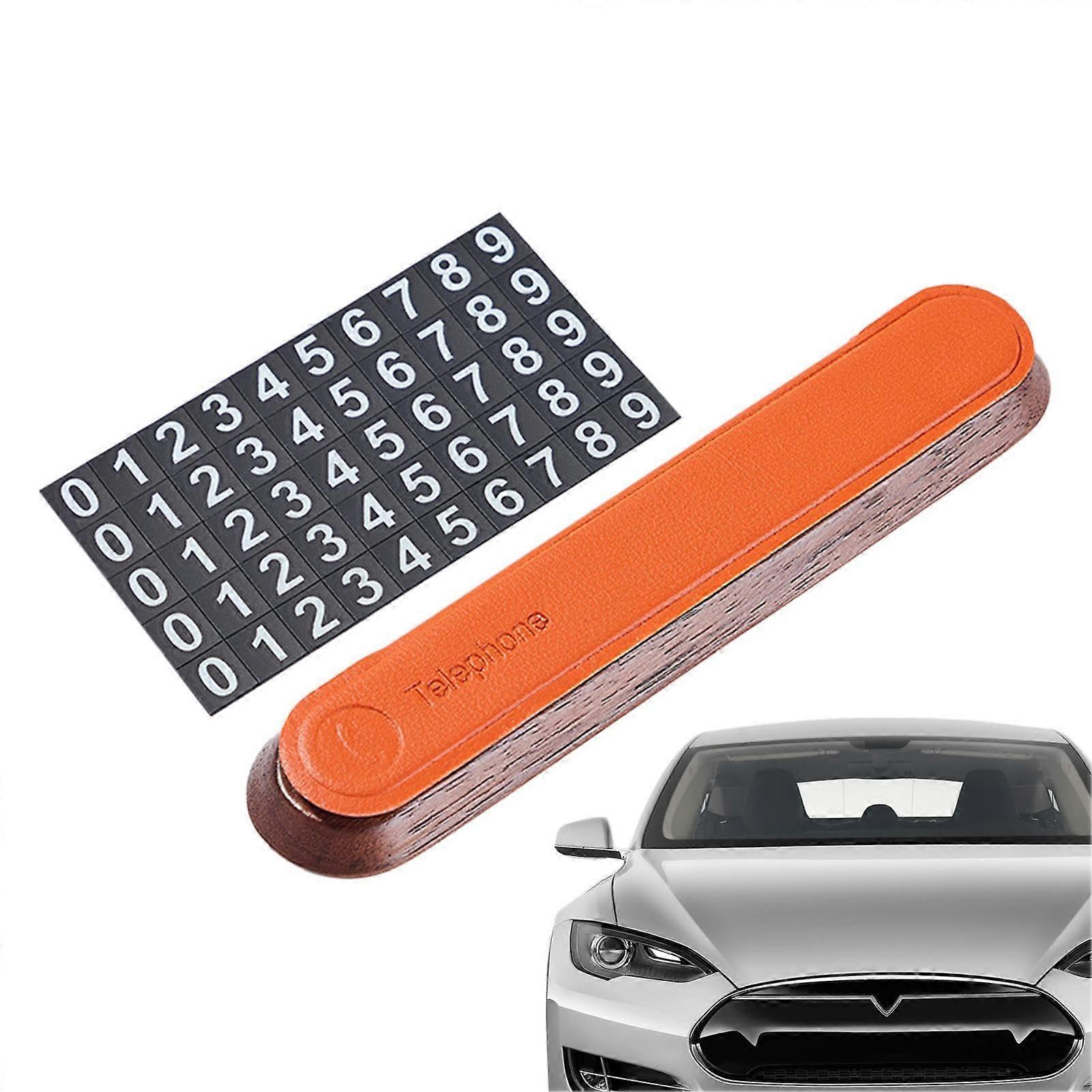 Parking Phone Number Plate, Magnetic Number Stickers, Mobile Number Plate for Parking Orange1