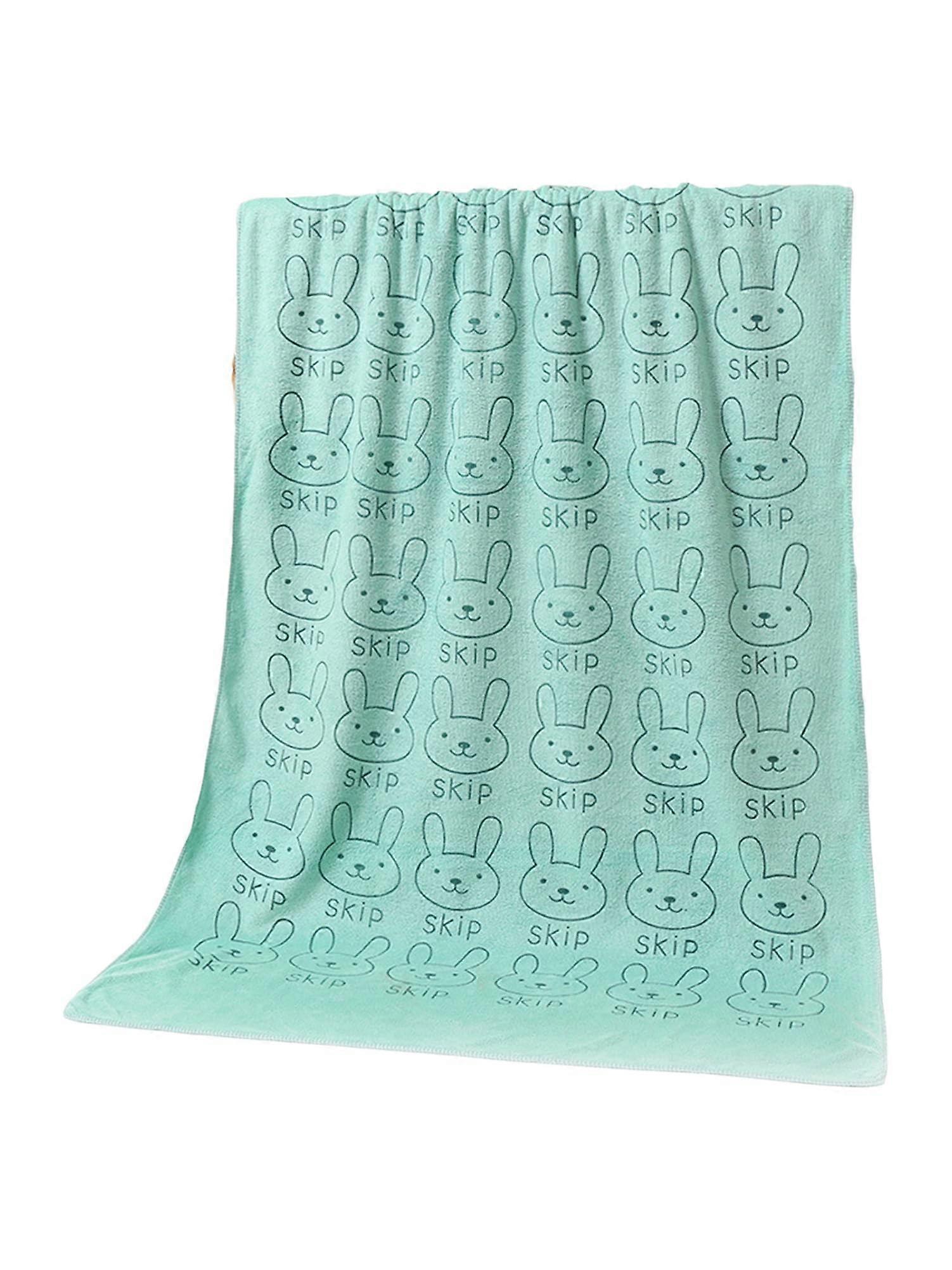 Flannel Rabbit Print Pet Towel One Size Green Super Absorbent Dog Bath Towels Fast Drying Grooming Towel For Pets
