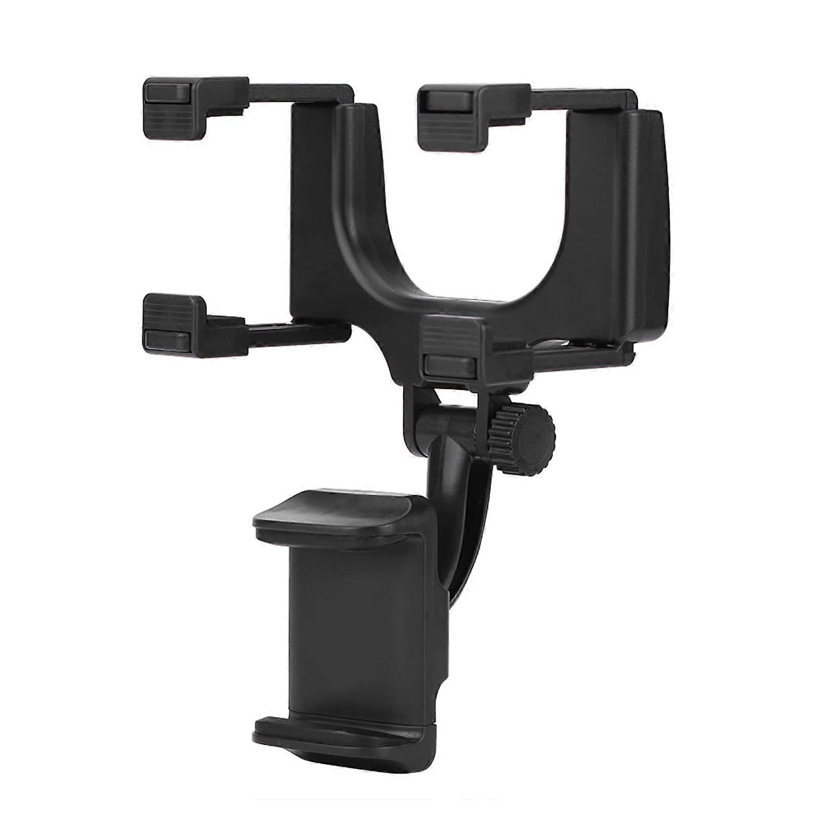 Car Rearview Mirror Mobile Phone Stand, Adjustable Rotatable and Retractable Holder for Most Smartphones, Universal Compatibility