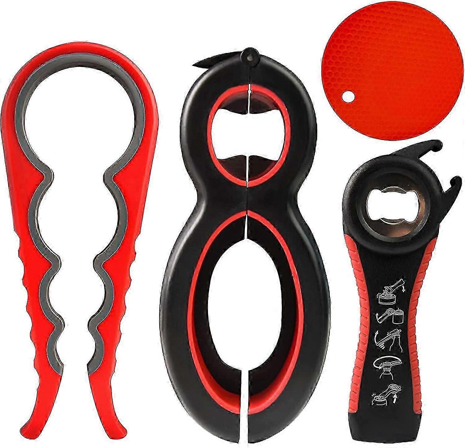 Jar Opener Gripper -acsergery 4packs Rubber Jar Opener For Weak Hands 6-in-1 5-in-1 Jar Gift