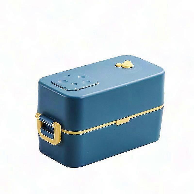 2-Layer 3-Compartment Bento Lunch Box with Cutlery Set