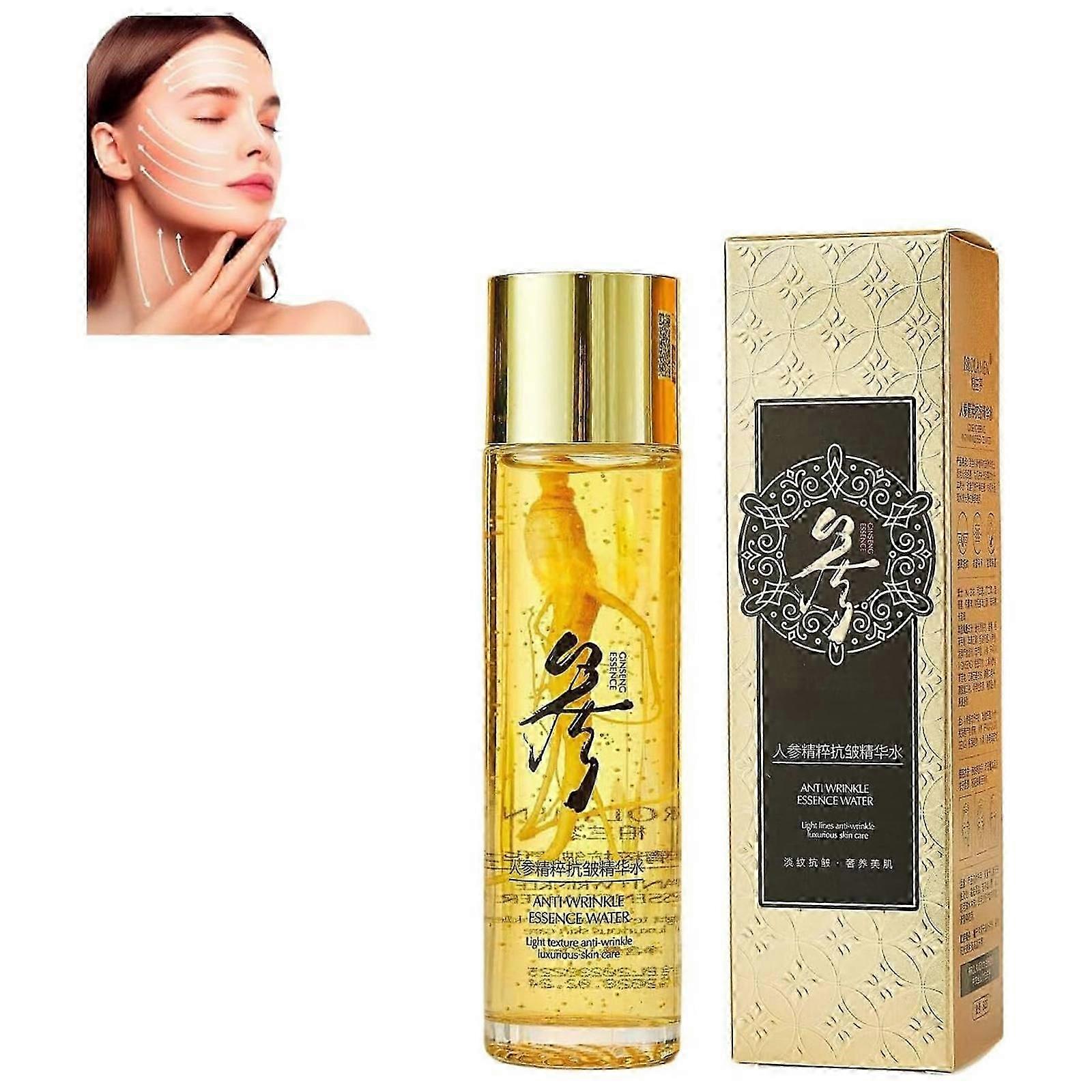 Ginseng Gold Polypeptide Toner Anti-Aging Essence, Ginseng Extract Anti-Wrinkle Serum, Ginseng Face Essence Firming Saggy Skin and Softening Fine Line