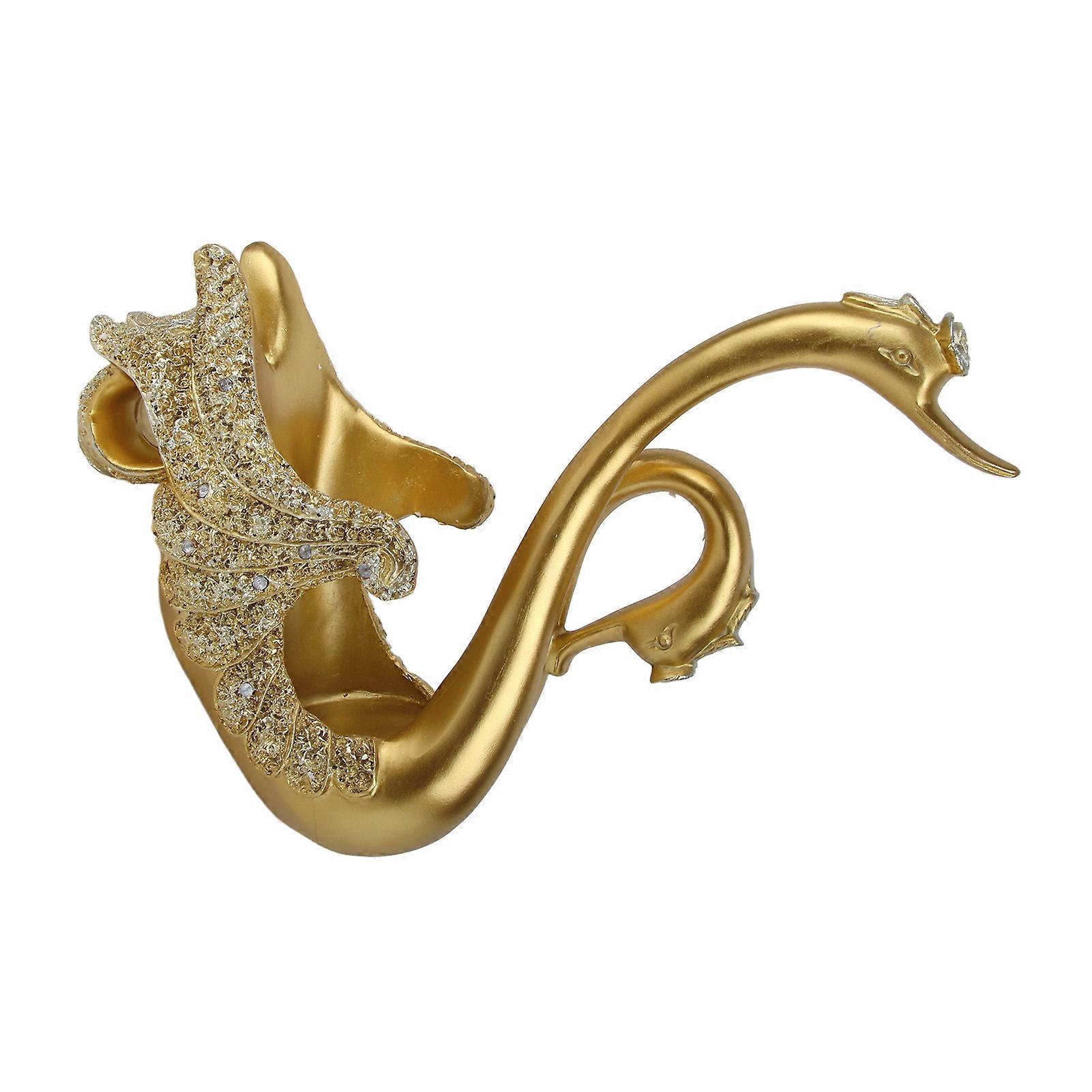 Luxury Gold Swan Wine Rack 800g Synthetic Resin Desktop Decor