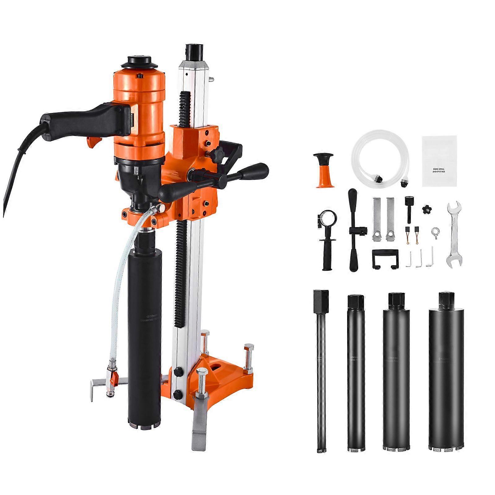 Diamond Core Drilling Machine, 200 mm Drilling Diameter, 2-in-1 Handheld & Stand-Mount Dry and Wet Concrete Core Drill Rig, 1500W