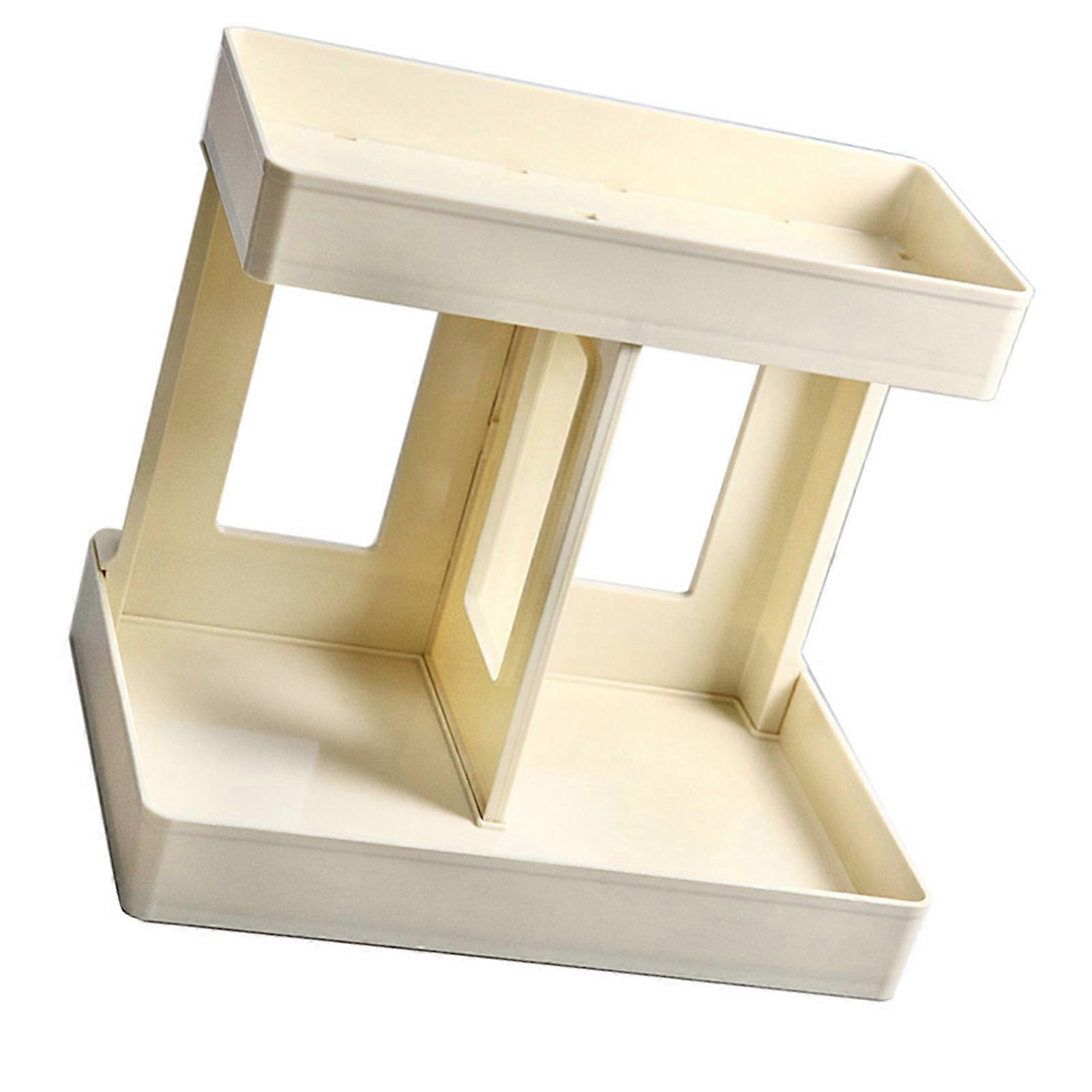 Double Layer Desktop Storage Rack Cream Yellow Plastic Organizer