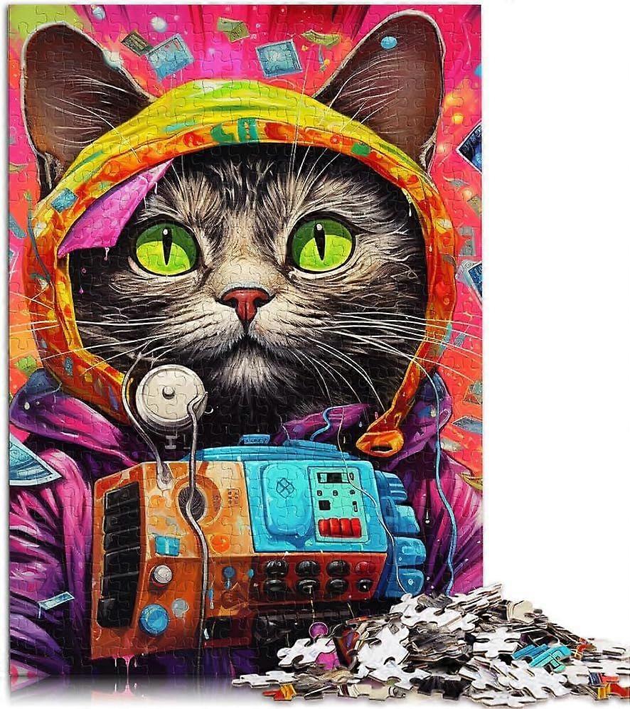 ألغاز الصور المقطوعة للبالغين 1000/500/300 قطعة قط مستقبلي تعليمي لتخفيف التوتر لعبة لغز عمل فني PTPT 2476