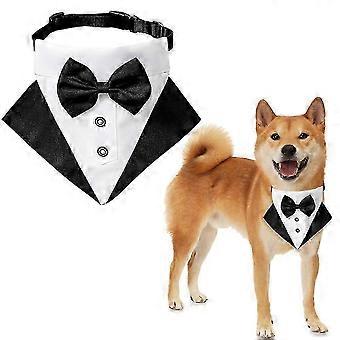 New Style Dog Tuxedo Tie - L-Black, Adjustable Dog Wedding Collar with Bow Tie, Stylish Pet Tie for Small to Medium Dogs