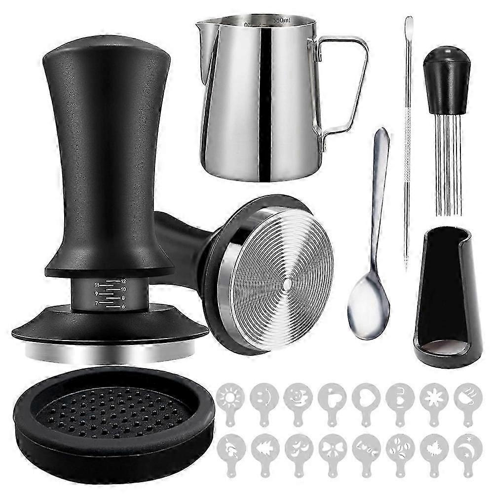 22 PCS Espresso Accessories Coffee Espresso Tamper Set with Espresso Tamper WDT Tool Coffee Stirrer Frothing Pitche 58mm