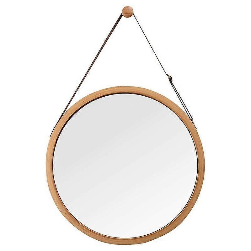 Round Wall Mirror Hanging In Bathroom & Bedroom   Solid Bamboo  Strap|Bath Mirrors