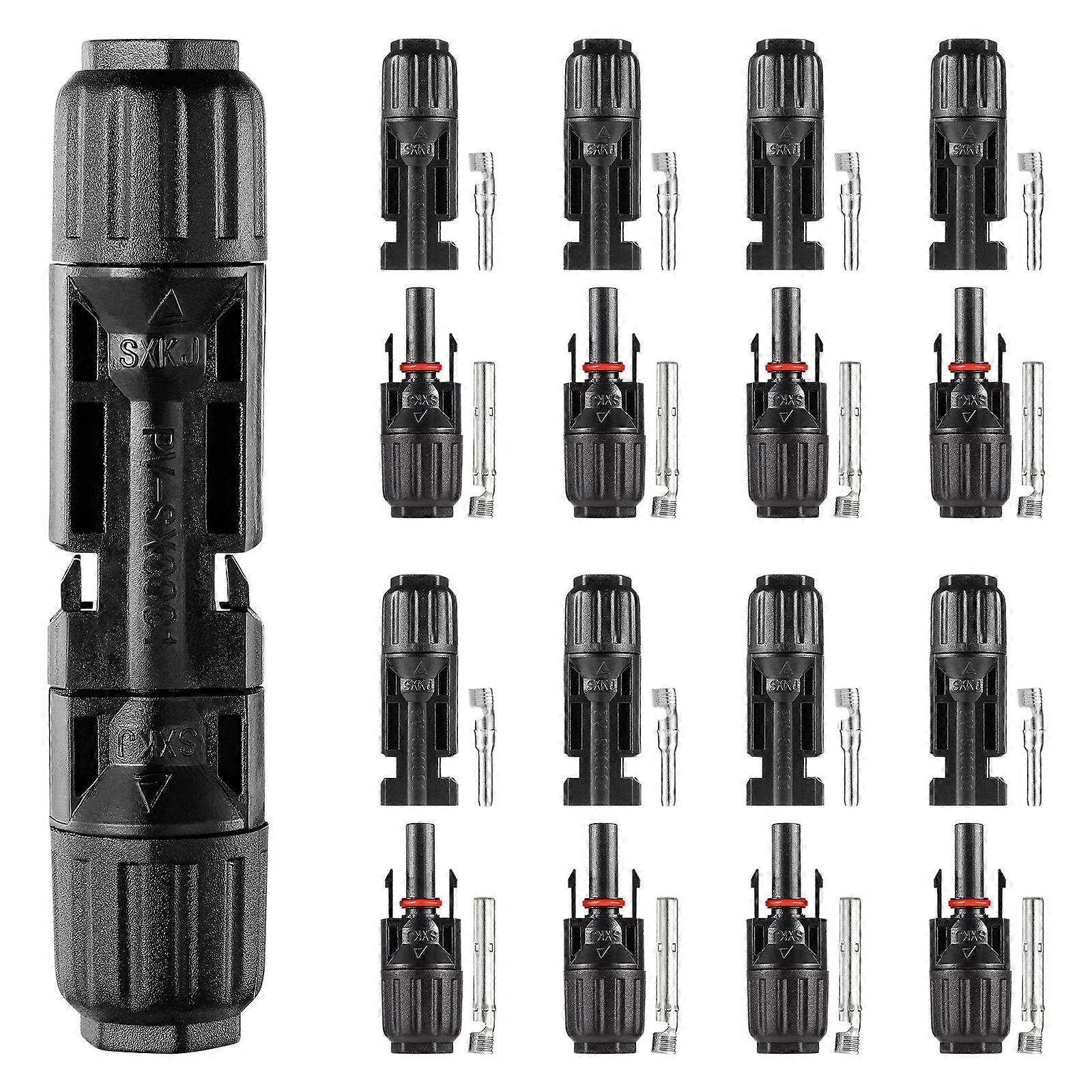 Waterproof Solar Panel Connectors Cable Connectors for Use 100Pairs Black