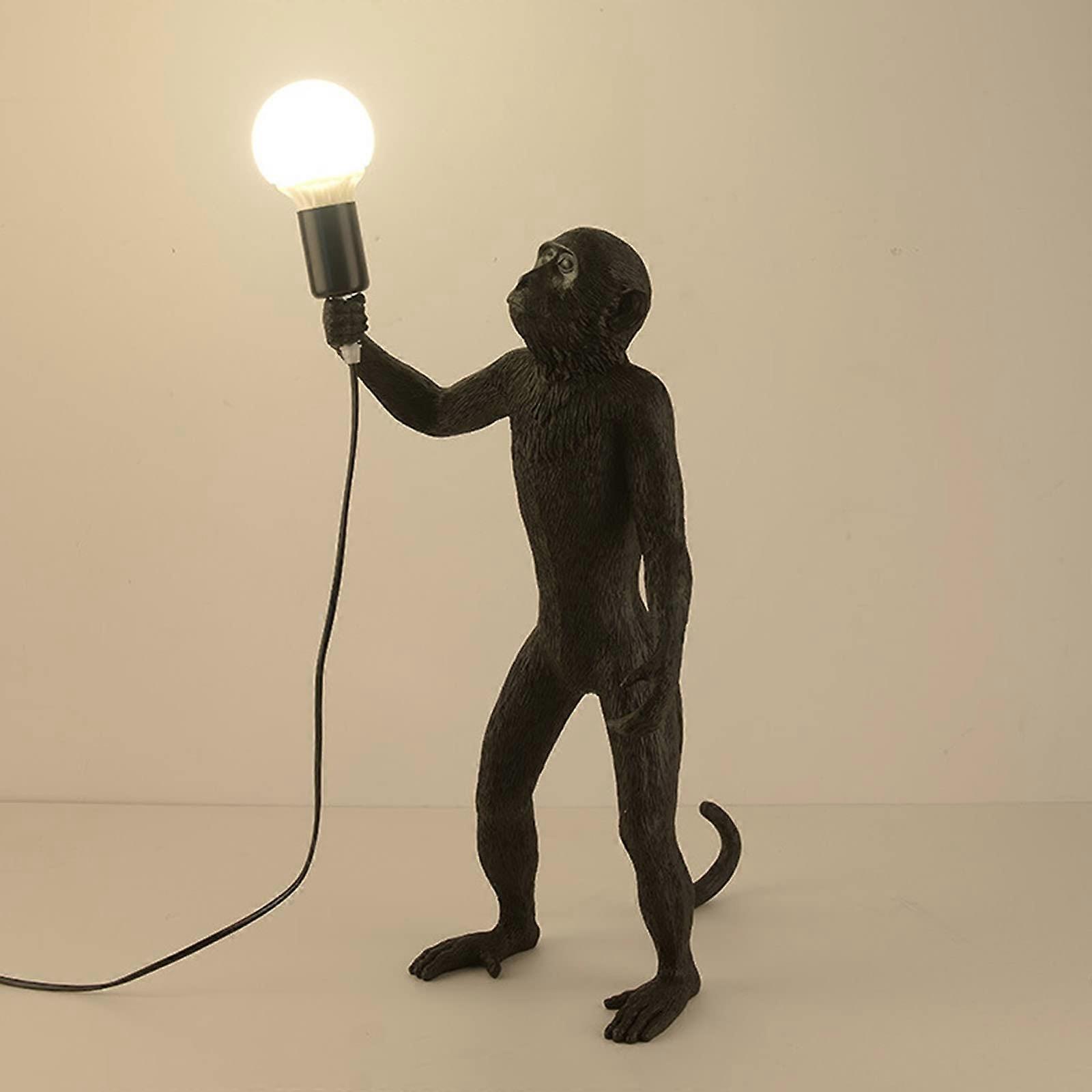 Monkey Lamp Black Resin Vertical Modern Desktop Desk Lamp For Living Room Bedroom Office Dormitory