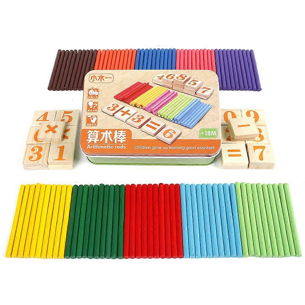 Finger Counting Math Toys Wooden Number Cards and Counting Rods Kindergarten Use Wood Quantity Understanding 1 Set