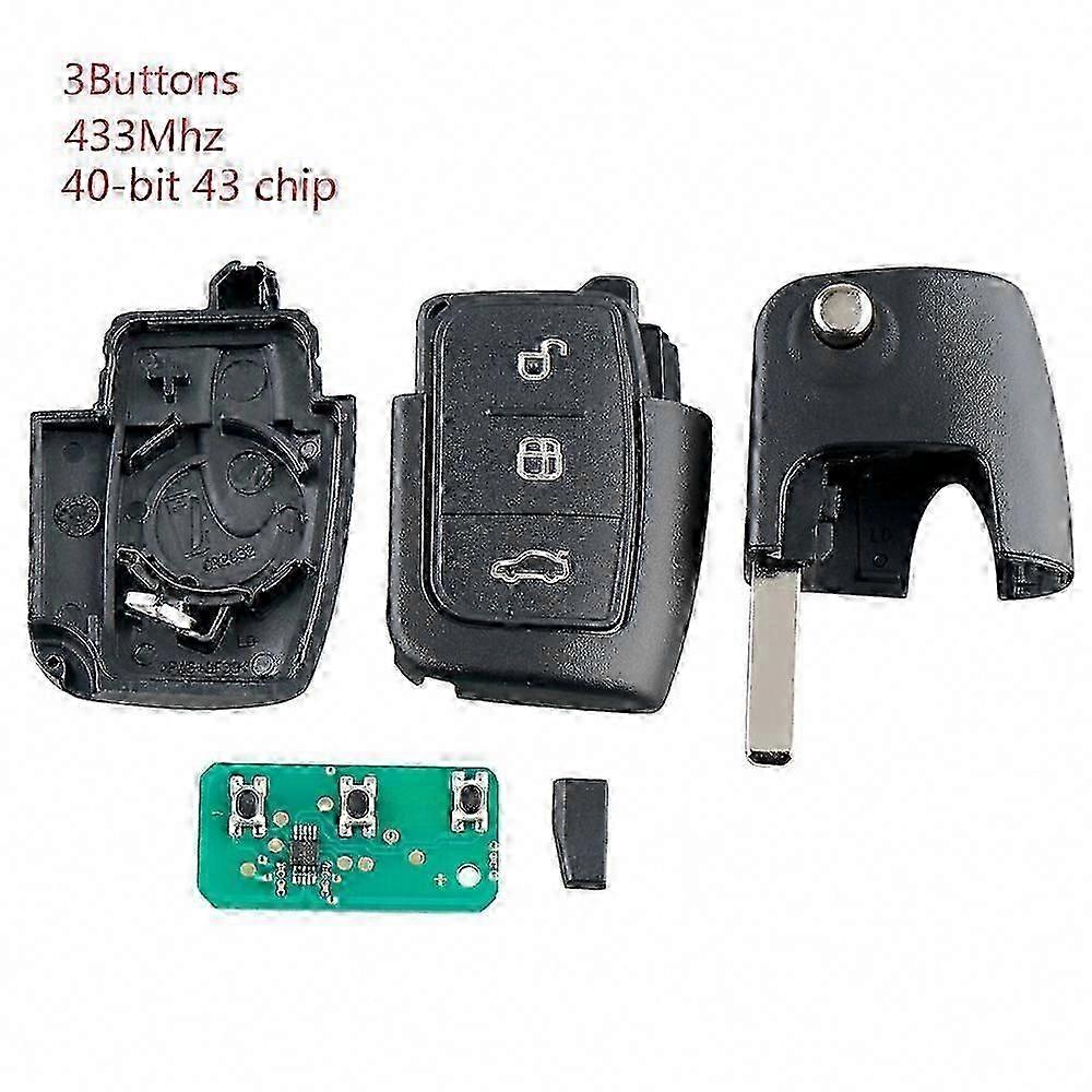 Smart Remote Car Key 3 Buttons for Ford Focus Fiesta 2013 433MHz Replacement