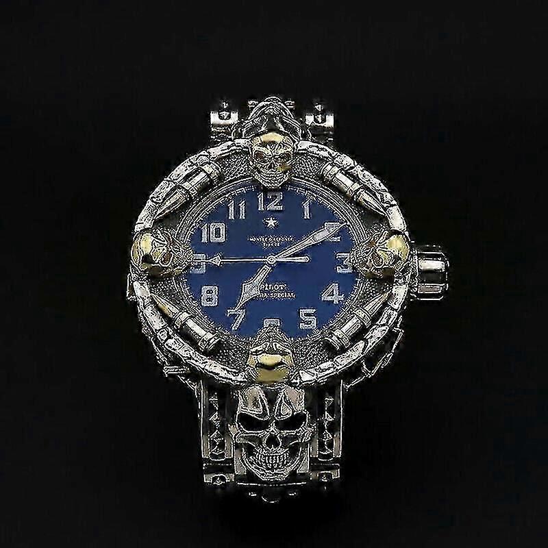 Mens Skull Watch - Resin Electronic Strap, Gold Dial, Alloy Wristwatch-2025