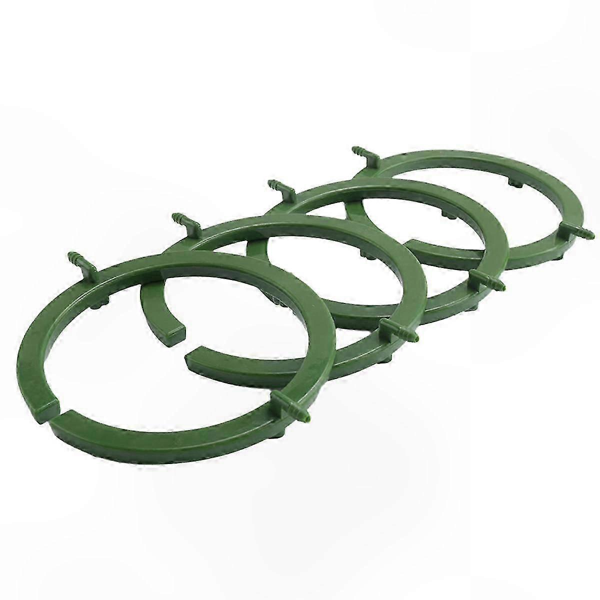 4-Pack Drip Irrigation Rings with 3-Leg Support, 5-inch Width, Built-in 1/8" Barbed Inlet, and 3 Detachable Stakes for Efficient Watering
