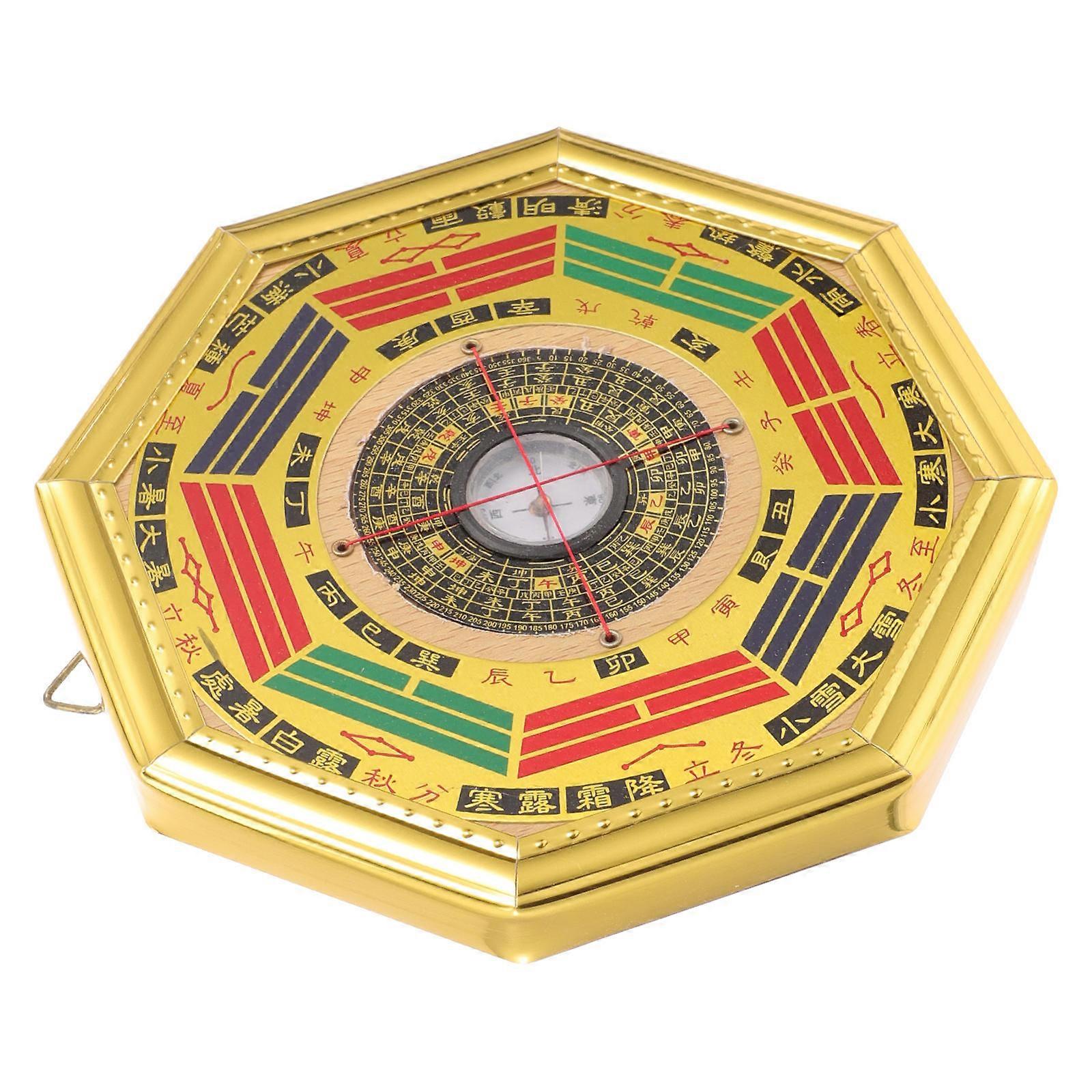 Portable Compass Round Decorative Vintage Chinese Style Gift Giving Multi Density Board Gold Foil Designed 1Set