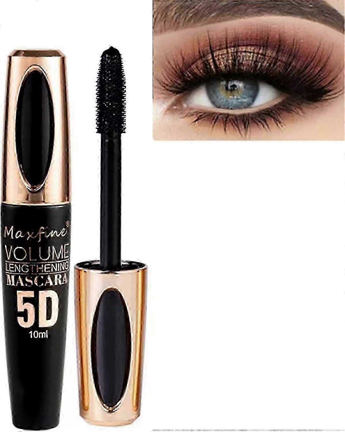Mascara, 4D silk fiber mascara, extra-long thick mascara, waterproof, sweat-proof, non-smudging and lasting makeup all day (black)