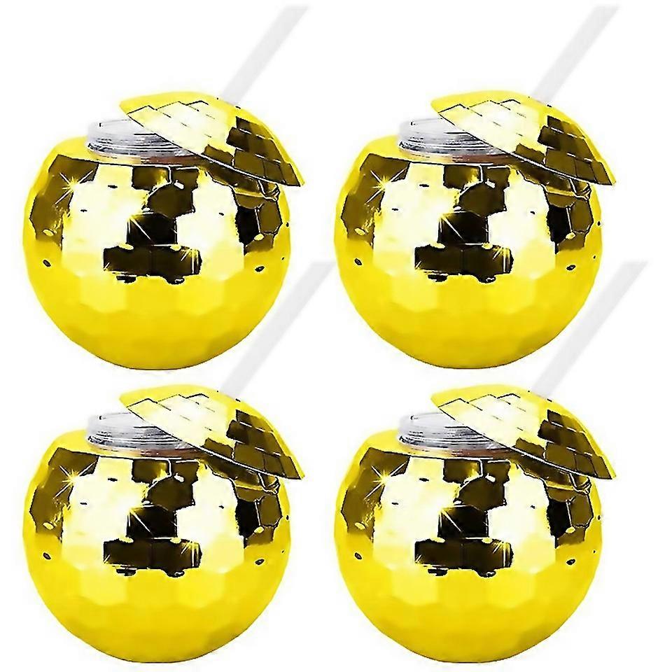 For 4pcs Disco Ball Cups Cocktail Glasses Bar Tools Gold