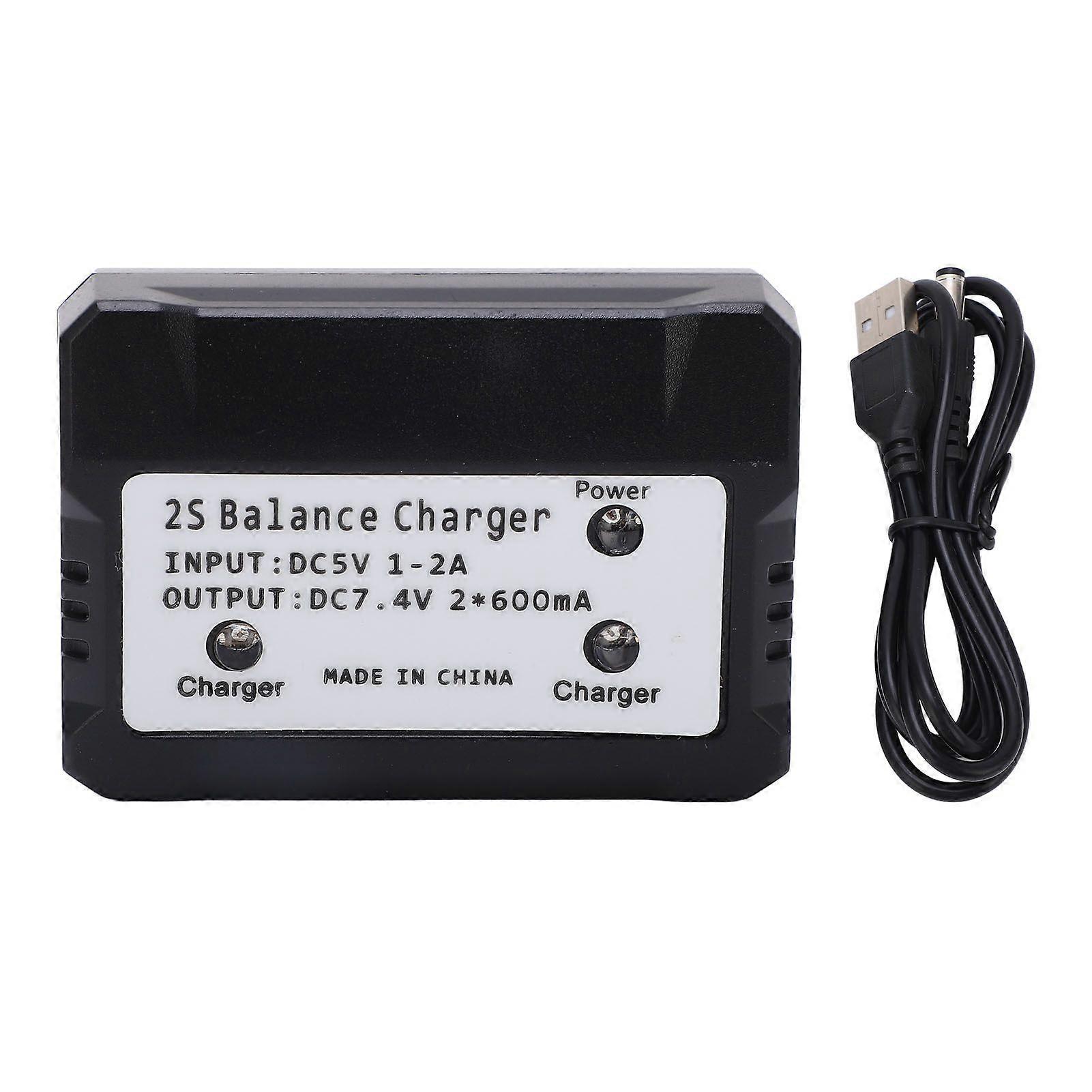 2S Balance Charger 7.4V LiPo Batterijlader voor Wltoys RC Auto Boot Vliegtuig Speelgoed Zwart