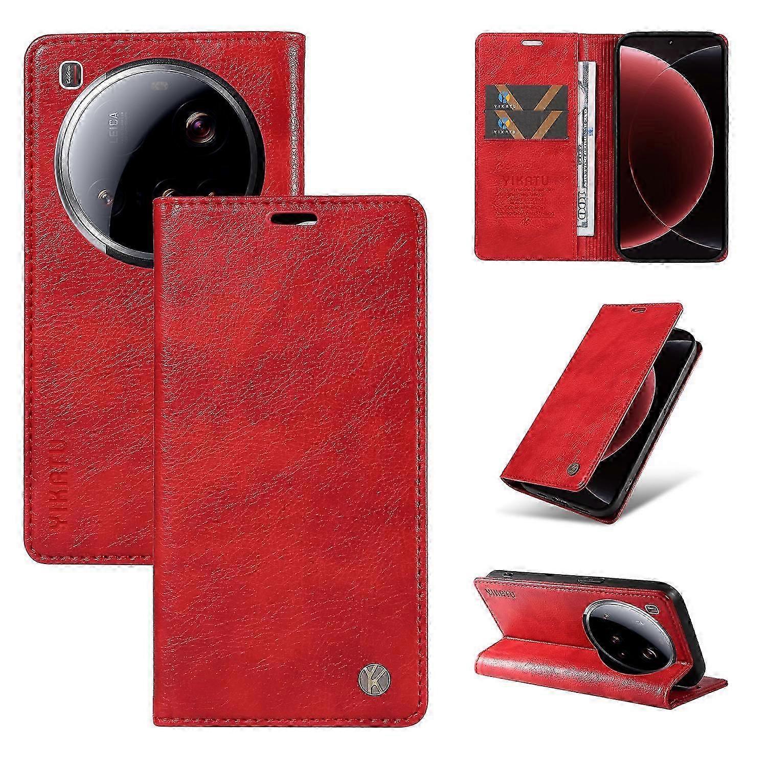 YIKATU Leather Wallet Case for Xiaomi 15 Ultra with Magnetic Closure and Lychee Texture