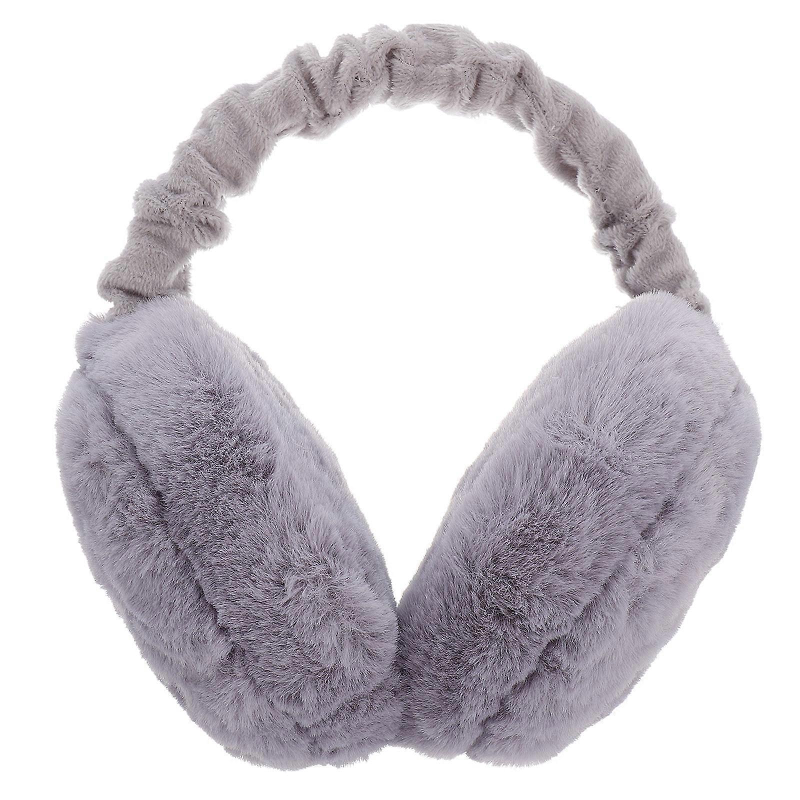 Folding Earmuff Plush Ear Muff for Ear Warming 1Pcs Dark Grey