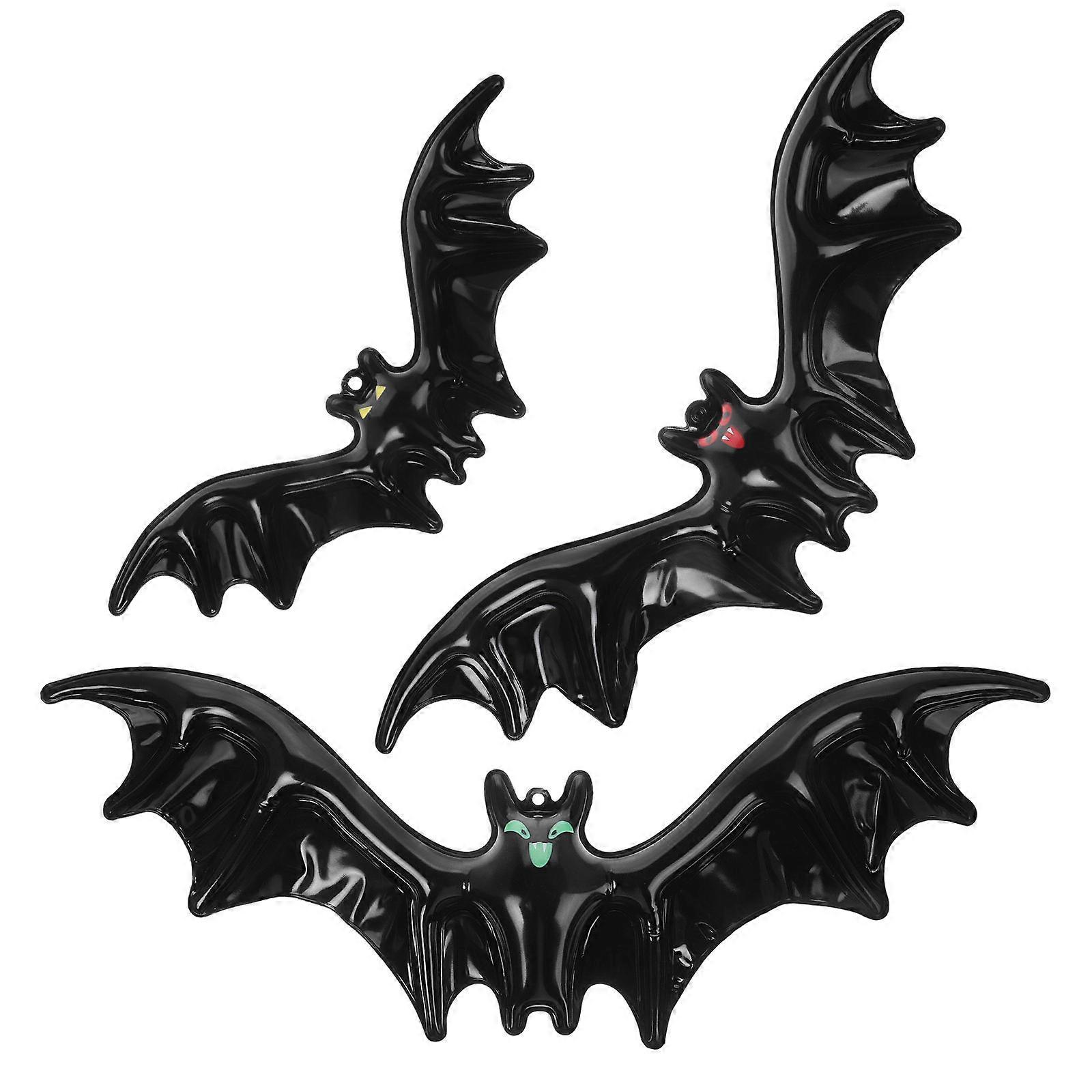 Black Halloween Inflatable Bat Decorations for Indoor Use 6Pcs