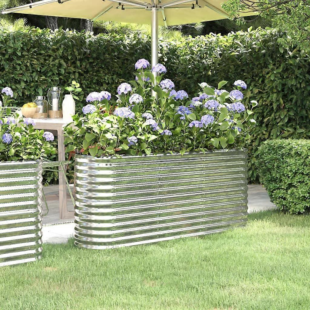 أصيص مسحوق فولاذ مطلي 152x40x68 سم فضي