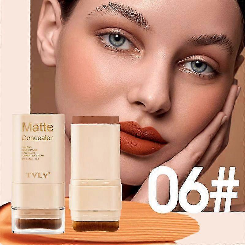 2 In 1 Anti Wrinkle Foundation Stick, Flawless Eraser Foundation Stick- Hydrating Lightweight, Double Head Foundation Make Up Stick with Brush,Multi-U